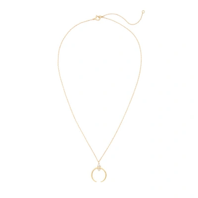 Shop Sophie Ratner Crescent Yellow-gold Pendant Necklace In Yellow Gold/white Diamonds