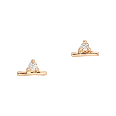 Shop Sophie Ratner Broken-line Stud Earrings In Yellow Gold/white Diamond