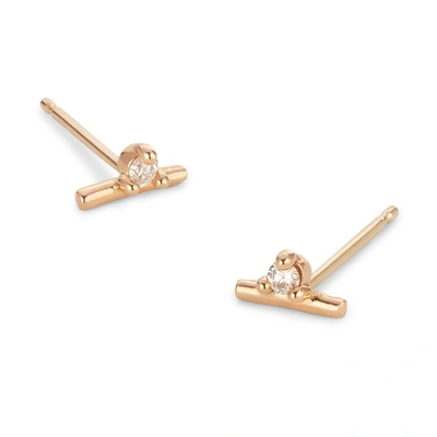 Shop Sophie Ratner Broken-line Stud Earrings In Yellow Gold/white Diamond