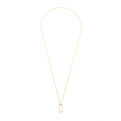 Shop Michelle Fantaci Key Ring Clasp With White Diamonds Necklace In Yellow Gold/white Diamonds