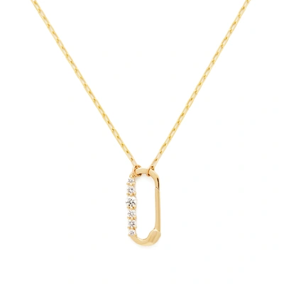 Shop Michelle Fantaci Key Ring Clasp With White Diamonds Necklace In Yellow Gold/white Diamonds