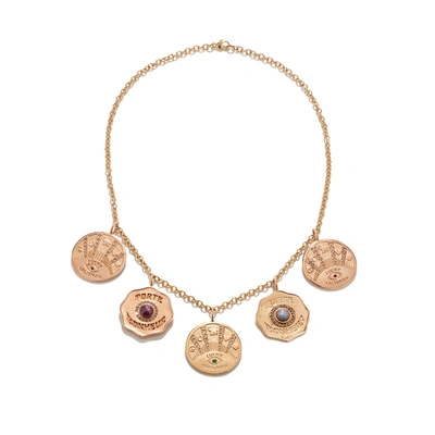Shop Marlo Laz Talisman 5 Coin Necklace In Yellow Gold