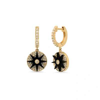 Shop Colette Jewelry Galaxia Enamel Star Huggie Earrings In Yellow Gold/black