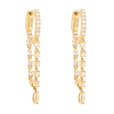 Shop Anita Ko Single Chain Huggies With Marquis Diamond Drop Earring In Yellow Gold/white Diamonds