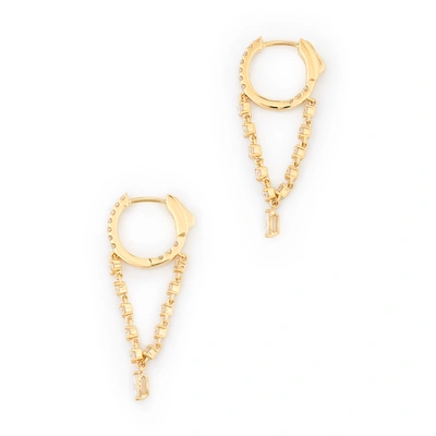 Shop Anita Ko Single Chain Huggies With Marquis Diamond Drop Earring In Yellow Gold/white Diamonds