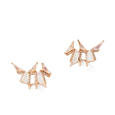 Shop Nak Armstrong Pagoda Ear Cuffs Earring In Rainbow Moon Stone