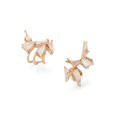 Shop Nak Armstrong Pagoda Ear Cuffs Earring In Rainbow Moon Stone