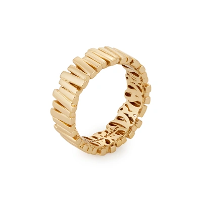 Shop Suzanne Kalan Medium Lines Band In Yellow Gold