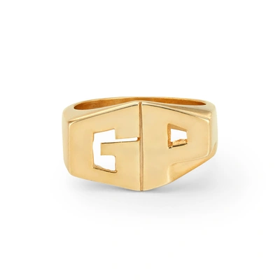 Shop Sarah Chloe Kent Signet Ring In Gold Plated