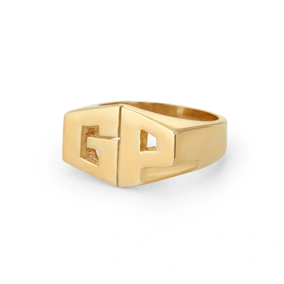 Shop Sarah Chloe Kent Signet Ring In Gold Plated