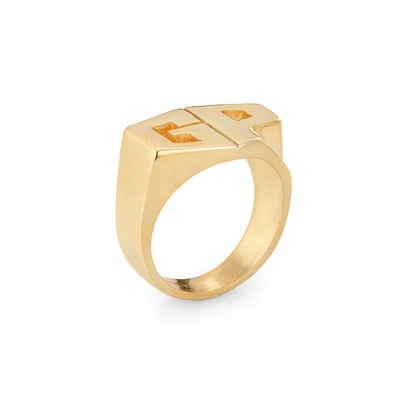 Shop Sarah Chloe Kent Signet Ring In Gold Plated