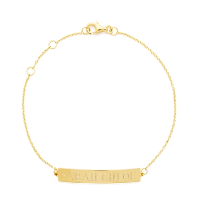 Shop Sarah Chloe Leigh Id Name Bracelet In Yellow Gold