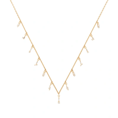 Shop Suzanne Kalan Diamond Baguette Drops Necklace In Yellow Gold/white Diamonds