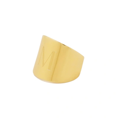 Shop Sarah Chloe Lana Cigar Signet Ring In Yellow Gold