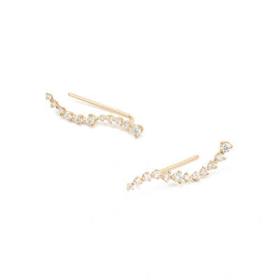 Shop Sophie Ratner Diamond Swell Ear Climbers Earring In Yellow Gold/white Diamonds