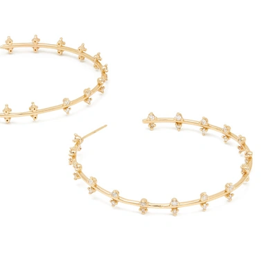 Shop Sophie Ratner Double Row Diamond Hoops Earring In Yellow Gold/white Diamonds
