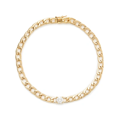 Shop Anita Ko Plain Chain-link Bracelet In Yellow Gold/white Diamonds