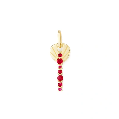 Shop Michelle Fantaci Amaranthus Key Charm With Rubies In Yellow Gold/ruby