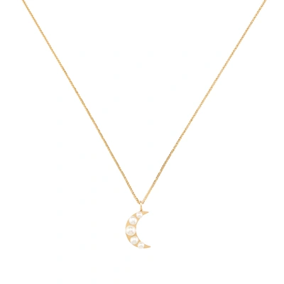 Shop Ariel Gordon Jewelry Lido Moon Pendant Necklace In Yellow Gold/pearl