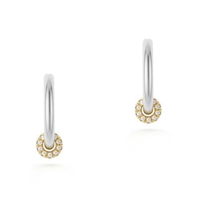 Shop Spinelli Kilcollin Ara Deux Hoop Earrings In Sterling Silver/yellow Gold/white Diamonds