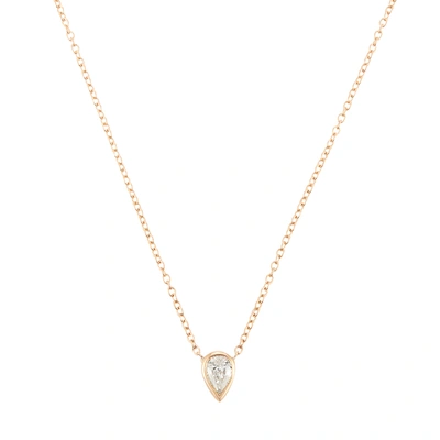 Shop Sophie Ratner Teardrop Necklace In Yellow Gold/white Diamond