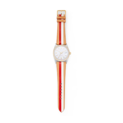 Shop La Californienne Rolex Oyster Perpetual Datejust Watch In Blanc/pink/apple