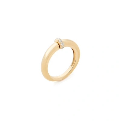 Shop Sophie Ratner Single Diamond Domed Ring In Yellow Gold/pave