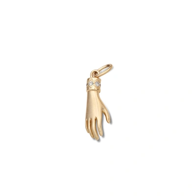 Shop Michelle Fantaci Diamond Hand Charm In Yellow Gold/diamond