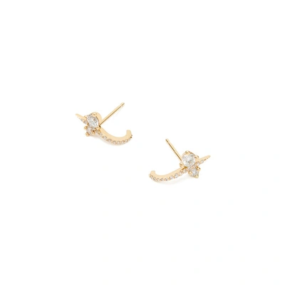 Shop Sophie Ratner Hooked Pave Stud Earrings In Yellow Gold/white Diamonds
