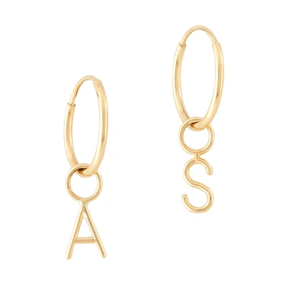 Shop Sarah Chloe Amelia Initial Hoops Earring In Yellow Gold