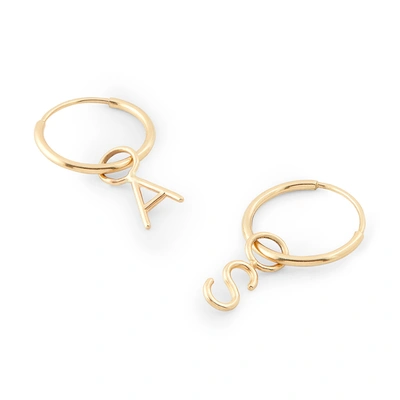 Shop Sarah Chloe Amelia Initial Hoops Earring In Yellow Gold