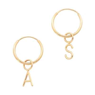 Shop Sarah Chloe Amelia Initial Hoops Earring In Yellow Gold