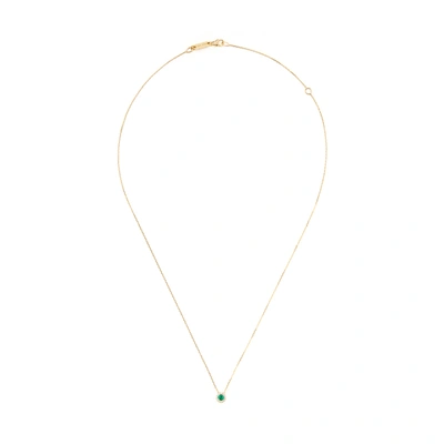 Shop Suzanne Kalan One Of A Kind Small Round Emerald Necklace In Yellow Gold / Diamond / Emerald