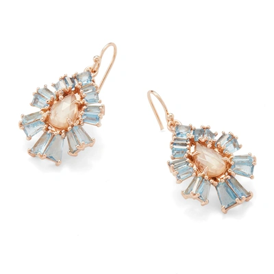 Shop Nak Armstrong Pleated Teardrop Earrings In Aquamarine/brown Zircon