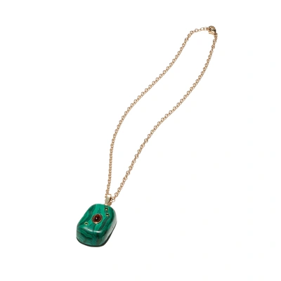 Shop Marlo Laz Juju Necklace In Yellow Gold/green
