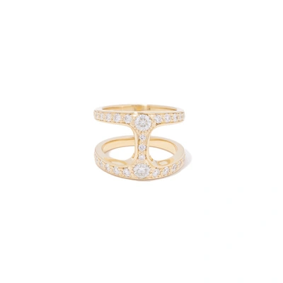 Shop Hoorsenbuhs Brute Phantom Ring With Diamonds In Yellow Gold/white Diamonds