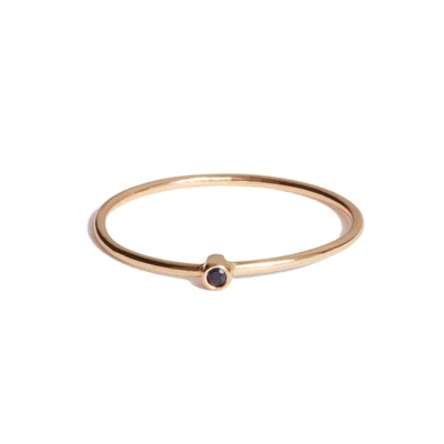 Shop Jennifer Meyer Blue Sapphire Thin Ring In Yellow Gold/blue Sapphire