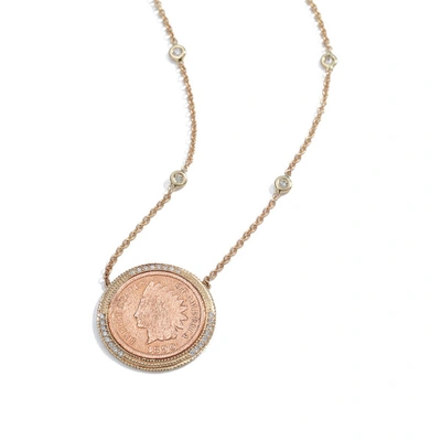 Shop Jacquie Aiche Pavé & Copper Antique-coin Necklace In Black