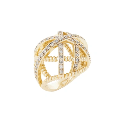 Shop Nancy Newberg Diamond Ball Ring In Yellow Gold/white Diamond