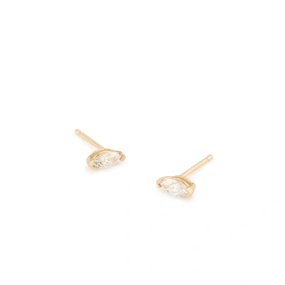 Shop Ariel Gordon Jewelry Marquis Wink Stud Earrings In Yellow Gold/white Diamonds