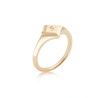 Shop Sophie Ratner Lucky Number Signet Ring In Yellow Gold