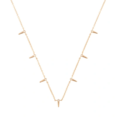 Shop Sophie Ratner Star Point Interval Necklace In Yellow Gold/white Diamond