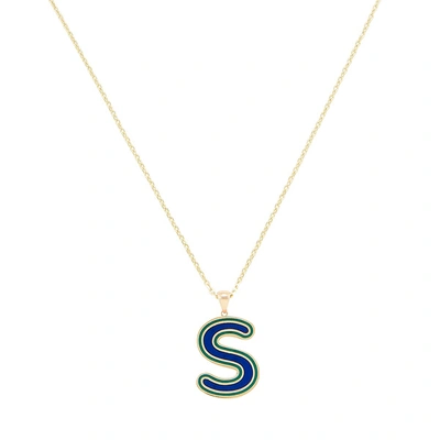 Shop Ariel Gordon Jewelry Fridge Magnet Initial Pendant In Yellow Gold/blue