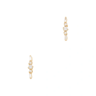 Shop Suzanne Kalan Fireworks Post Earrings In Yellow Gold/white Diamonds