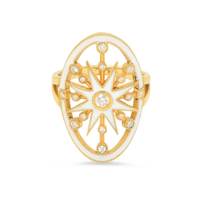 Shop Colette Jewelry White Enamel Star Ring In Yellow Gold/white