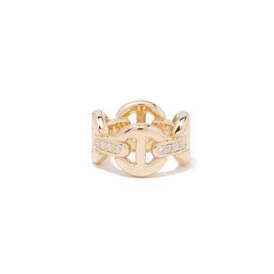 Shop Hoorsenbuhs Quad-link Ring With Diamonds In Yellow Gold / White Diamonds