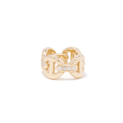 Shop Hoorsenbuhs Quad-link Ring With Diamonds In Yellow Gold / White Diamonds