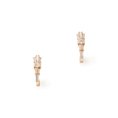 Shop Nak Armstrong Rose-gold Diamond Earring Clips In White Diamond