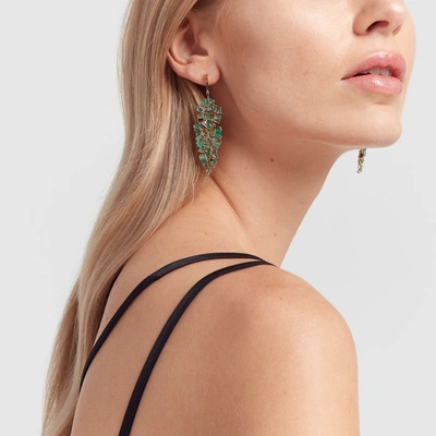 Shop Nak Armstrong Bahia Leaf Earrings In Emerald/green Tourmaline/blue Tourmaline