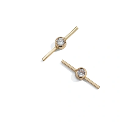 Shop Ariel Gordon Jewelry Diamond Axis Stud Earrings In Yellow Gold